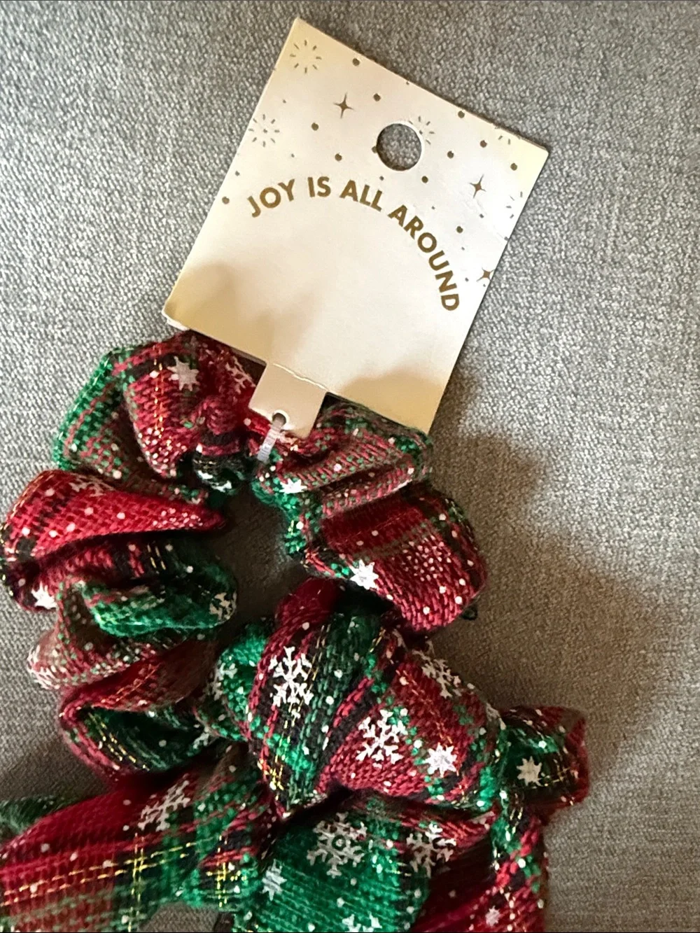 Holiday Plaid Bow Scrunchie with Tails - Red & Green